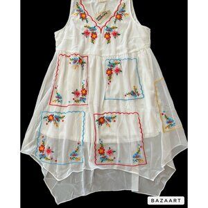 Plus Size Savannah Jane Cottage Core Summer Embroidered Sleeveless Dress NWT